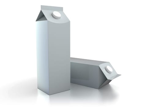 3d illustration of two milk or juice packs over white background