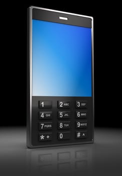 3d illustration of mobile phone over dark background
