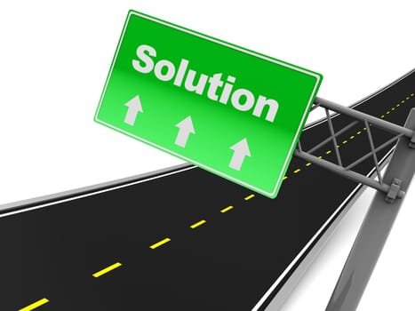 abstract 3d illustration of rod sign with text 'solution' on it