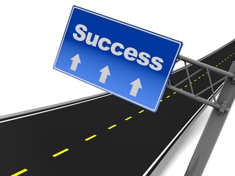 3d illustration of road sign with text 'success' on it