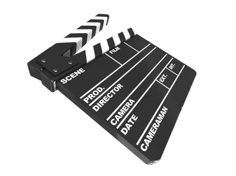 3d illustration of film clap isolated over white background