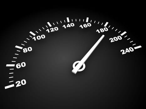 3d illustration of speed meter over dark background