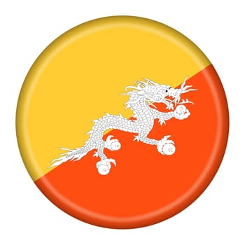 A Bhutan flag button 3d illustration with clipping path