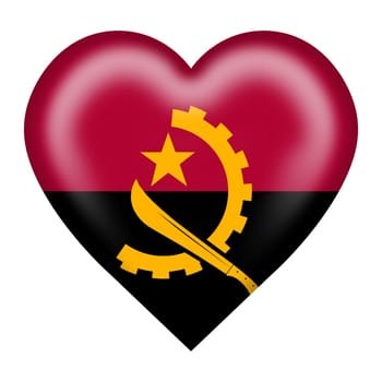 An Angola flag heart button isolated on white with clipping path