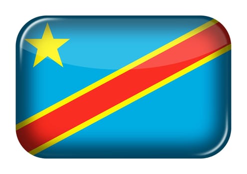 A Democratic Republic of Congo web icon rectangle button with clipping path 3d illustration