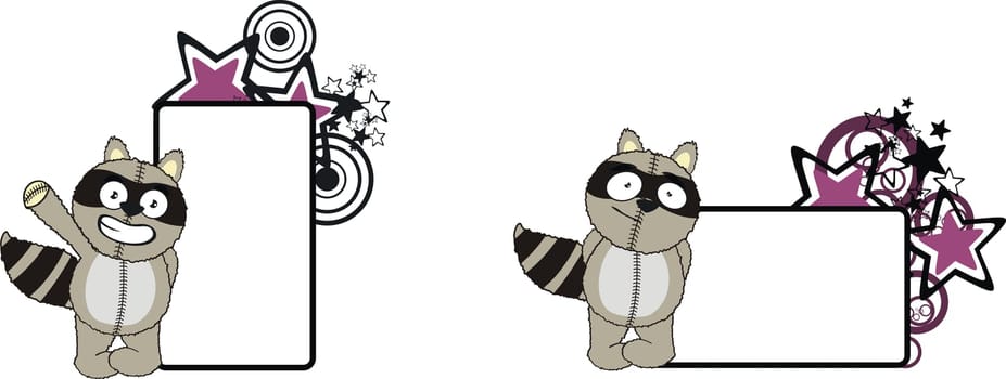 raccoon plush cartoon in vector format very easy to edit