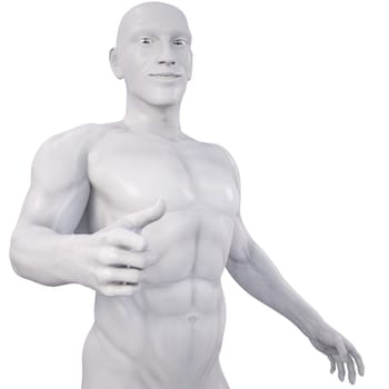 Man statue points to you. with clipping path.