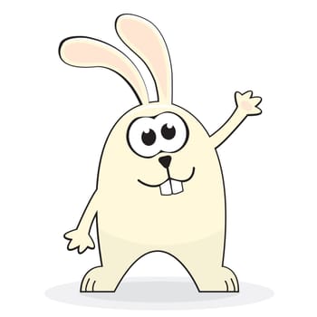 Cute cartoon little white rabbit. Vector illustration
