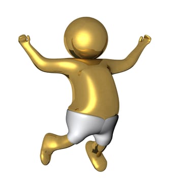 Figure in action 3d generated on a white background