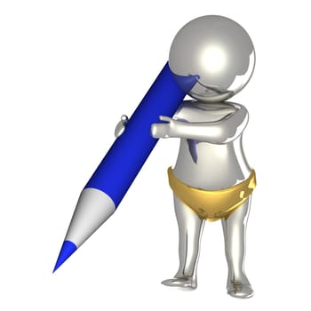 Figure in action 3d generated on a white background