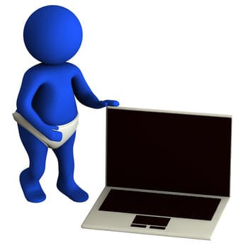 Figure in action 3d generated on a white background