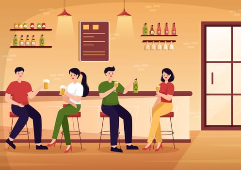 Wine Party Template Hand Drawn Cartoon Flat Illustration with People Dance, Holding a Bottle of Champagne and Drinking in Festive Event Concept