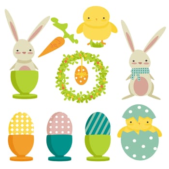 collection of easter theme icons, isolated