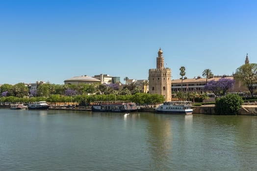 View of the Guadalquivir River and the Torre del Oro, Seville, Spain