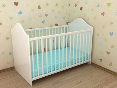Illustration of a bed for the child in a sleeping room