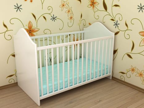 Illustration of a bed for the child in a sleeping room