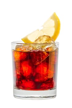 Cocktail rum and cola isolated on white