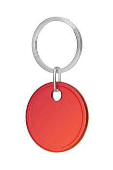 Round plastic keychain isolated on white background
