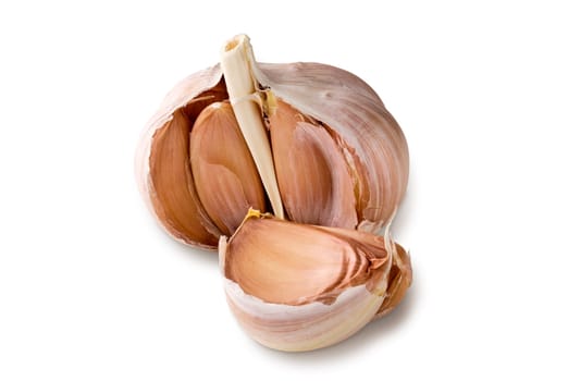 Garlic bulbs with cloves  isolated on white background