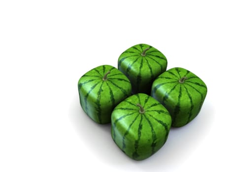 3d rendered illustration of some square melons