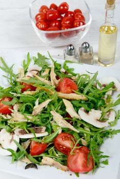 seasonal salad on the old white table