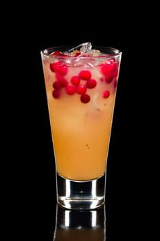 Cranberry cocktail  with ice cubes