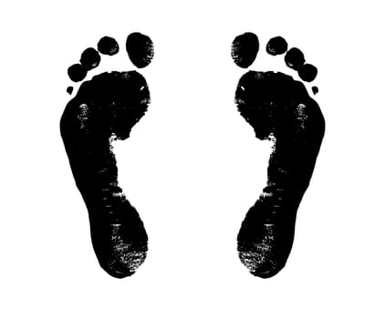 black footprints on white background