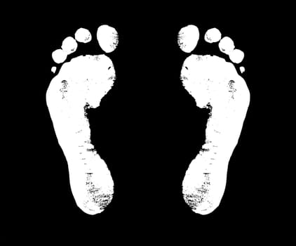 white footprints on black background