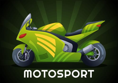 Racing Motosport Speed Bike Template Hand Drawn Cartoon Flat Illustration for Competition or Championship Race by Wearing Sportswear and Equipment