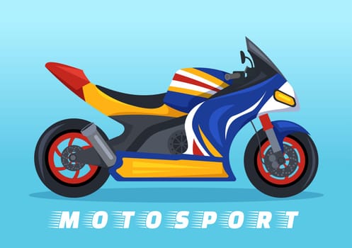 Racing Motosport Speed Bike Template Hand Drawn Cartoon Flat Illustration for Competition or Championship Race by Wearing Sportswear and Equipment