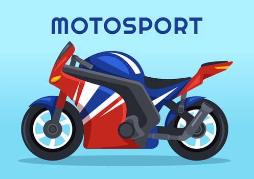 Racing Motosport Speed Bike Template Hand Drawn Cartoon Flat Illustration for Competition or Championship Race by Wearing Sportswear and Equipment