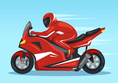 Racing Motosport Speed Bike Template Hand Drawn Cartoon Flat Illustration for Competition or Championship Race by Wearing Sportswear and Equipment