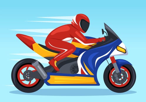 Racing Motosport Speed Bike Template Hand Drawn Cartoon Flat Illustration for Competition or Championship Race by Wearing Sportswear and Equipment