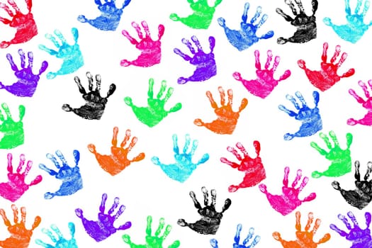 Children's Handprints in Different Colors