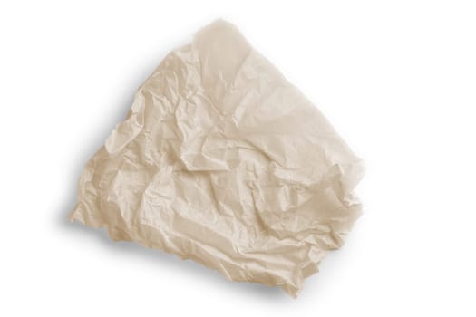 Crumpled parchment for baking isolated on white