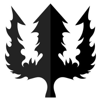 Trident Silhouette Icon Isolated on White Background.