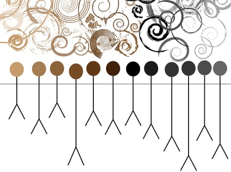 Illustration of symbols that attached with each other in different colors
