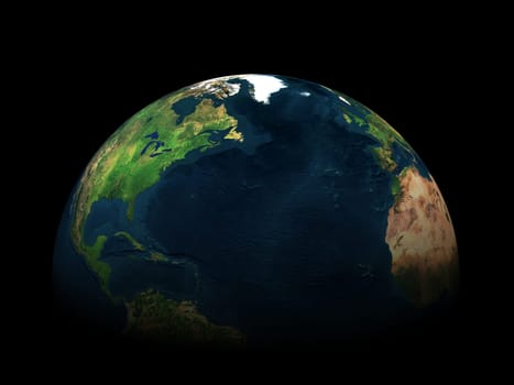 3d earth in black space
