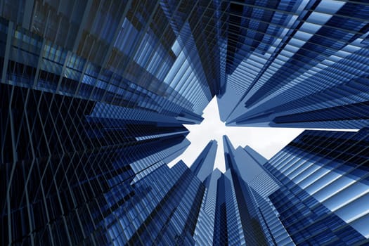 skyscrapers 3d in sky business concept