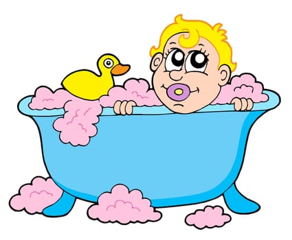 Baby in bath - vector illustration.