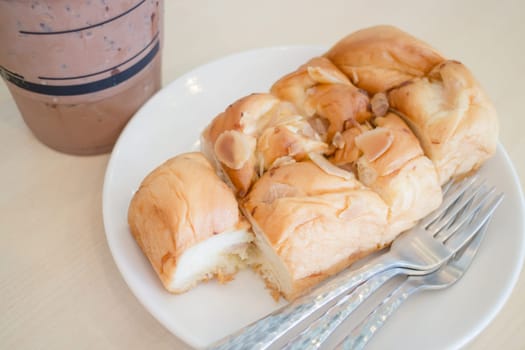 Homemade bread with almond, raisin and coconut, stock photo