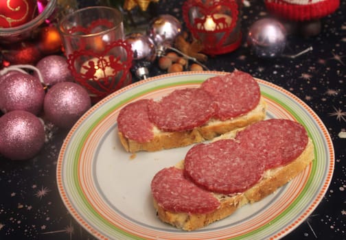 homemade bread with salami