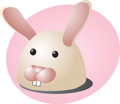 Cute cartoon illustration of a rabbit head