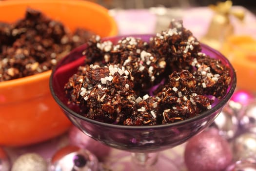 Christmas cookies with chocolate and oats
