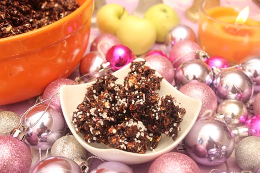 Christmas cookies with chocolate and oats