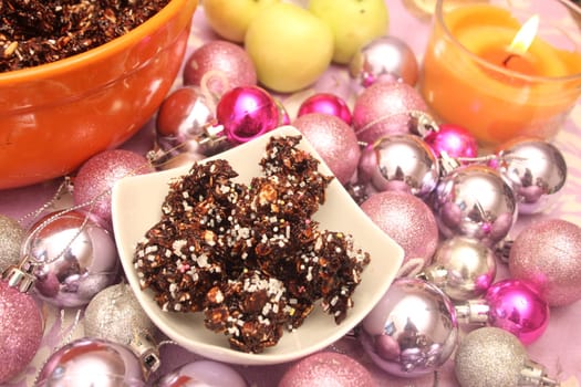 Christmas cookies with chocolate and oats