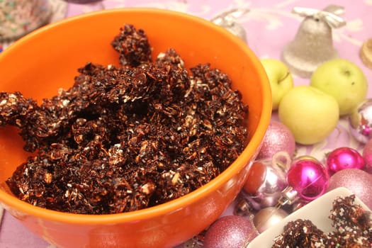 Christmas cookies with chocolate and oats