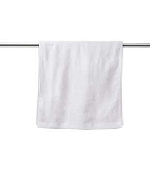 hanged terry towels isolated on white background