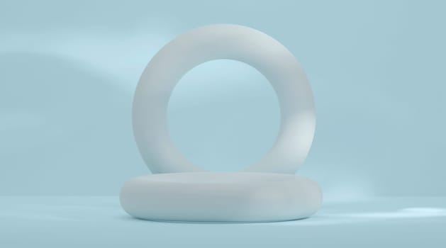 Light blue ring, in room background with light blue. 3D render