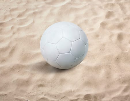 Soccer ball on the sand, beach, sea